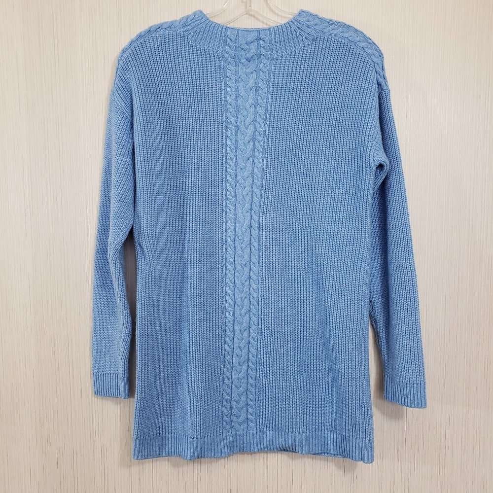 Talbots blue lambs wool blend cable knit long sleeve sweater woman's‎ size small